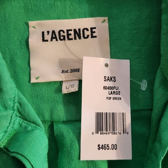 NWT L'Agence Green Linen Maxi Shirt/Dress - Picture 5 of 7